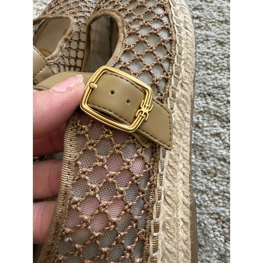 Sam Edelman MACKIE MESH Mary Jane Espadrilles Women 9 Metallic Gold Jute